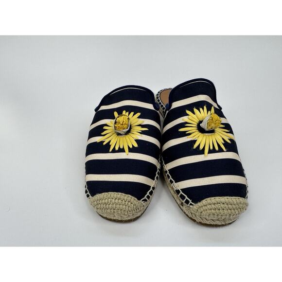 Kate Spade Solero Mule 6.5 Navy & White Stripe Espadrille Resort Vacation Daisy - Picture 2 of 13